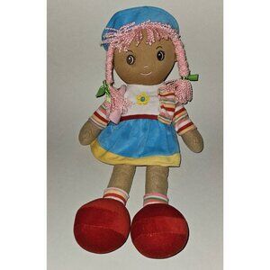 20" Cloth Plush Doll Black African American Pink Yarn Hair Dress Senario 2011